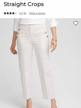 Chico's White Pants with Pink Pinstripes - Straight Leg